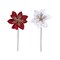 Transpac Set of 2 Medium Velvety Poinsettia Picks with Gold Glitz for Christmas Home Decorations